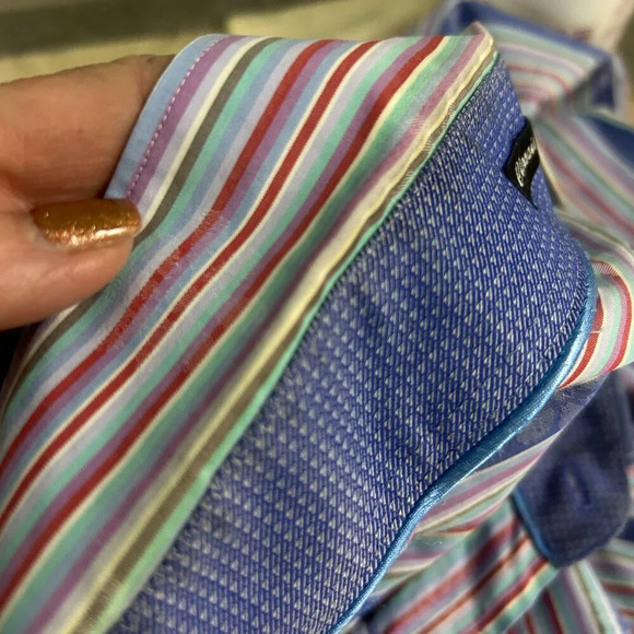 Bugatchi Uomo Striped Flip Cuff Casual Long Sleeve Shirt Size Medium - Picture 3 of 12